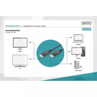 Cablu de conectare Digitus DisplayPort 1.2, DP M/M, 2,0 m, cu zăvor, Ultra HD 4K, negru