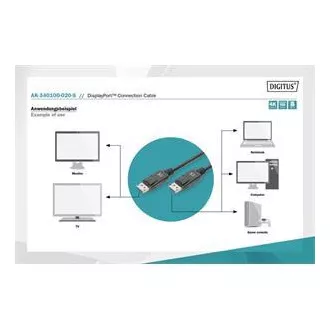 Cablu de conectare Digitus DisplayPort 1.2, DP M/M, 2,0 m, cu zăvor, Ultra HD 4K, negru