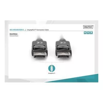 Cablu de conectare Digitus DisplayPort 1.2, DP M/M, 2,0 m, cu zăvor, Ultra HD 4K, negru