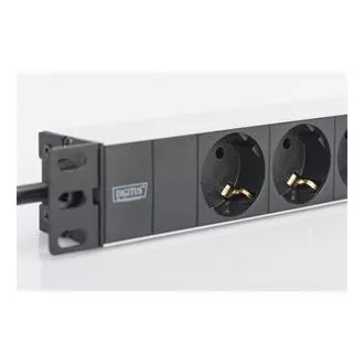 PDU Digitus 1U din aluminiu, 254 mm (10") cu montare în rack 3x prize de siguranță, 16A, 4000W, 250VAC 50/60Hz PDU Digitus 1U din aluminiu, 254 mm (10") cu montare în rack 3x prize de siguranță, 16A, 4000W, 250VAC 50/60Hz