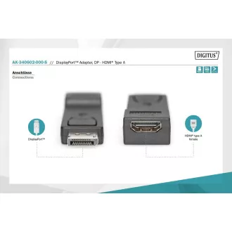 Adaptor Digitus DisplayPort, Displayport mascul -> HDMI A mamă