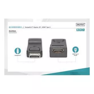 Adaptor Digitus DisplayPort, Displayport mascul -> HDMI A mamă