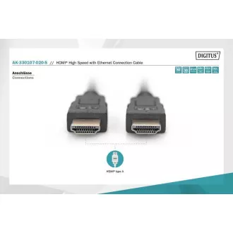 Cablu de conectare HDMI Digitus High Speed, tip AM/M, 2,0 m, Ultra HD 60p, auriu, alb Cablu de conectare HDMI Digitus High Speed, tip AM/M, 2,0 m, Ultra HD 60p, auriu, alb
