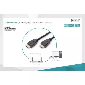 Cablu de conectare HDMI Digitus High Speed, tip AM/M, 2,0 m, Ultra HD 60p, auriu, alb Cablu de conectare HDMI Digitus High Speed, tip AM/M, 2,0 m, Ultra HD 60p, auriu, alb