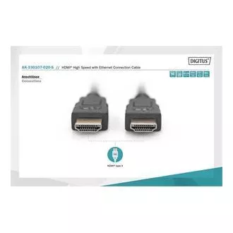 Cablu de conectare HDMI Digitus High Speed, tip AM/M, 2,0 m, Ultra HD 60p, auriu, alb Cablu de conectare HDMI Digitus High Speed, tip AM/M, 2,0 m, Ultra HD 60p, auriu, alb