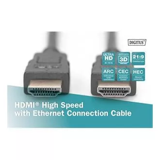 Cablu de conectare HDMI Digitus High Speed, tip AM/M, 2,0 m, Ultra HD 60p, auriu, alb Cablu de conectare HDMI Digitus High Speed, tip AM/M, 2,0 m, Ultra HD 60p, auriu, alb