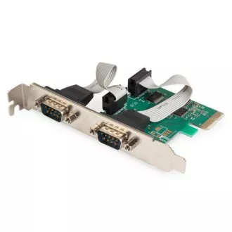 Adaptor Digitus PCI Express x1 cu 2 porturi seriale, + chipset cu profil redus: ASIX99100