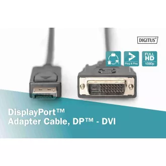 Cablu de conectare Digitus DisplayPort, DP/M-DVI (24+1)/M 2,0 m