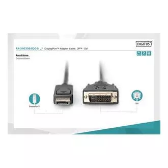 Cablu de conectare Digitus DisplayPort, DP/M-DVI (24+1)/M 2,0 m