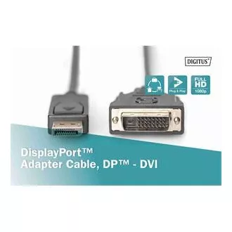 Cablu de conectare Digitus DisplayPort, DP/M-DVI (24+1)/M 2,0 m