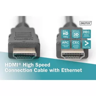 Cablu de conexiune Digitus HDMI High Speed + Ethernet, 2x ecranat, 3m