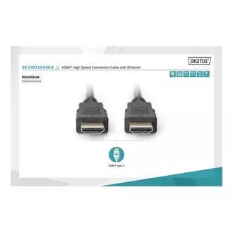 Cablu de conexiune Digitus HDMI High Speed + Ethernet, 2x ecranat, 3m