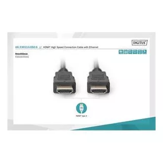 Cablu de conexiune Digitus HDMI High Speed + Ethernet, 2x ecranat, 5 m Cablu de conexiune Digitus HDMI High Speed + Ethernet, 2x ecranat, 5 m