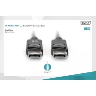 Digitus DisplayPort 1.1a. cablu de conectare 1 m, CU, AWG28, 2x ecranat