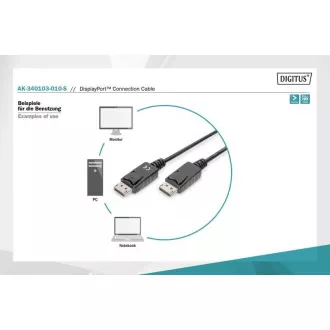 Digitus DisplayPort 1.1a. cablu de conectare 1 m, CU, AWG28, 2x ecranat