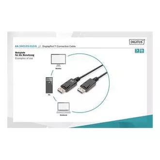 Digitus DisplayPort 1.1a. cablu de conectare 1 m, CU, AWG28, 2x ecranat
