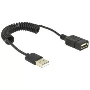 Delock Cablu USB 2.0, prelungire, mascul/femelă, cablu torsadat