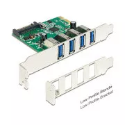 Placă PCI Express Delock > 4 x USB 3.0 + profil redus