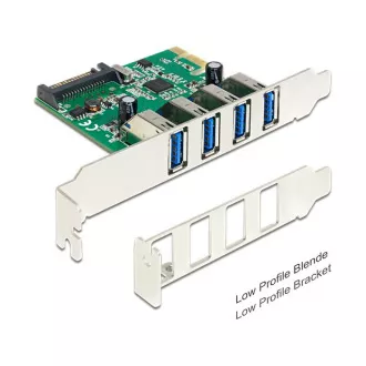 Placă PCI Express Delock > 4 x USB 3.0 + profil redus