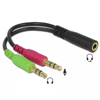 Adaptor Delock mufă stereo 3,5 mm 4 pini mamă > 2 x mufă stereo 3,5 mm 3 pini