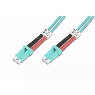 Cordon de corecție cu fibră optică DIGITUS, LC la LC, multimod, OM3, 50/125 µ, lungime duplex 2m Cordon de corecție cu fibră optică DIGITUS, LC la LC, multimod, OM3, 50/125 µ, lungime duplex 2m