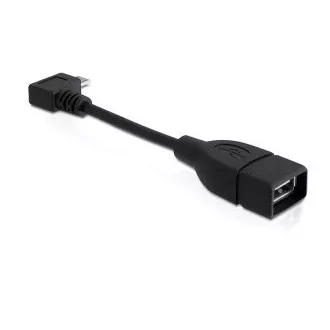 Adaptor Delock USB micro-B mascul unghi drept > USB 2.0-A mamă OTG 11cm
