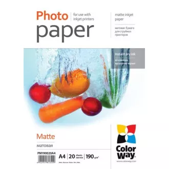 Hârtie foto COLORWAY/ mată 190g/m2, A4/ 20 bucăți