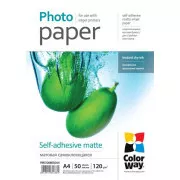 Hârtie foto COLORWAY/ mată autoadezivă 120g/m2, A4/ 50 bucăți