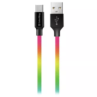 Colorway Cablu de date Usb /Type-C/ 1m/ 2.4A/ Multicolor