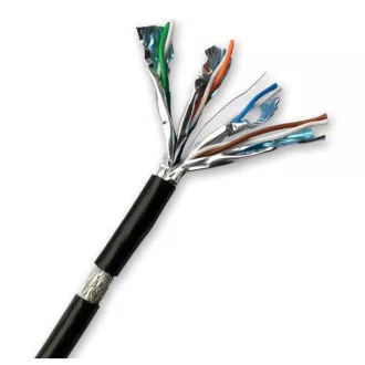 Cablu DATACOM S/FTP CAT7 PE, FCA 100m, manta neagră PENTRU EXTERIOR