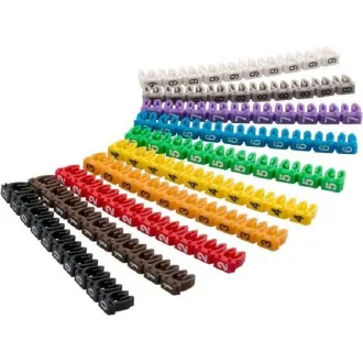 Cleme de marcare a cablurilor goobay cu diametrul de până la 2,5-4 mm, 10x10 buc, numere