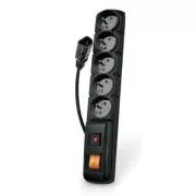 Cablu Acar F5 IEC 1,5 m, 5 prize, protecție la supratensiune, C14 pentru UPS, negru
