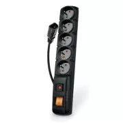 Cablu Acar F5 IEC 3m, 5 prize, protecție la supratensiune, C14 la UPS, negru