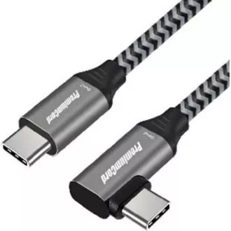 Cablu îndoit PremiumCord USB-C ( USB 3.2 GEN 2x2, 5A, 100W, 20Gbit/s ) Capace conector din aluminiu de 1 m, împletitură de bumbac