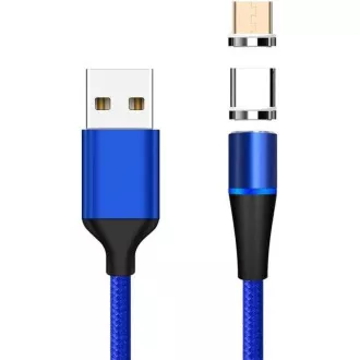 PremiumCord Cablu magnetic de încărcare și date micro USB și USB-C 1m, albastru