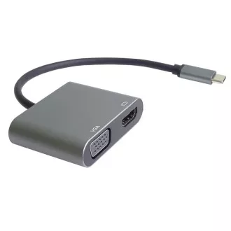 Adaptor PremiumCord MST USB-C la HDMI + VGA, rezoluție 4K și FULL HD 1080p