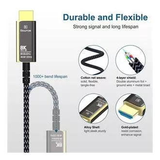 Cablu de fibră optică PremiumCord Ultra High Speed HDMI 2.1 8K@60Hz, placat cu aur 25m