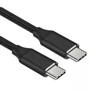 Cablu PremiumCord USB-C M/M, 240 W 480 Mbps împletitură din bumbac negru, 1,5 m