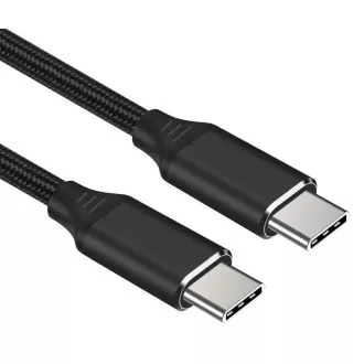 Cablu PremiumCord USB-C M/M, 240 W 480 Mbps împletitură din bumbac negru, 1,5 m