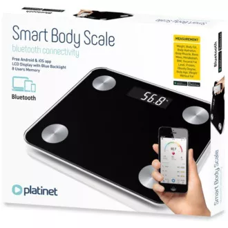 Cântar personal inteligent PLATINET cu Bluetooth, negru Cântar personal inteligent PLATINET cu Bluetooth, negru