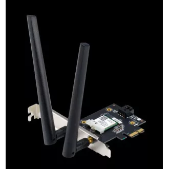 ASUS PCE-AXE5400, adaptor WiFi 6E PCI-E cu 2 antene externe. Suport bandă 6 GHz, 160 MHz, Bluetooth 5.2