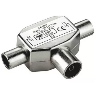 Combinator-splitter de antenă PremiumCord TV IEC 75 Ohm 1xF-2xM