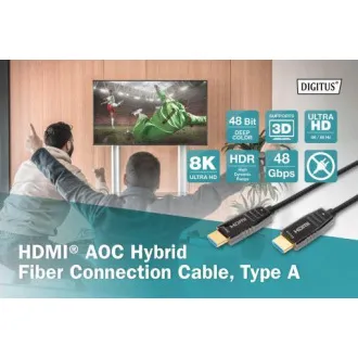 Digitus Cablu optic hibrid HDMI AOC, tip A M/M, 10m, UHD 8K@60Hz, CE, auriu, bl
