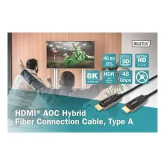 Digitus Cablu optic hibrid HDMI AOC, tip A M/M, 10m, UHD 8K@60Hz, CE, auriu, bl