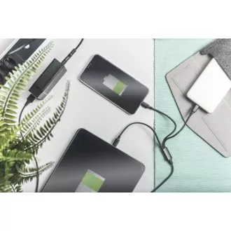Cablu de încărcare USB, 3 în 1, USB A - Lightning+micro B+Type-C 1m, cablu, bumbac, CE, alb