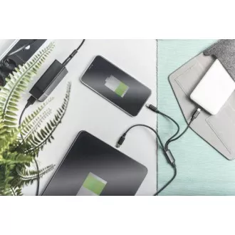 Cablu de încărcare USB, 3 în 1, USB A - Lightning+micro B+Type-C 1m, cablu, bumbac, CE, alb