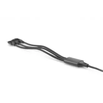 Cablu de încărcare USB, 3 în 1, USB A - Lightning+micro B+Type-C 1m, cablu, bumbac, CE, alb