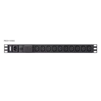 Aten PE0110S PDU de bază 1U cu protecție la supratensiune 10A intrare C14 ieșire 10x C13