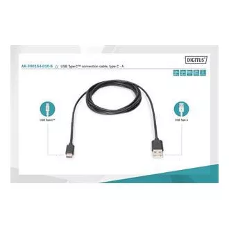 Cablu de conectare Digitus USB C la A 1,0 m, 3A, 480 MB, versiunea 2.0
