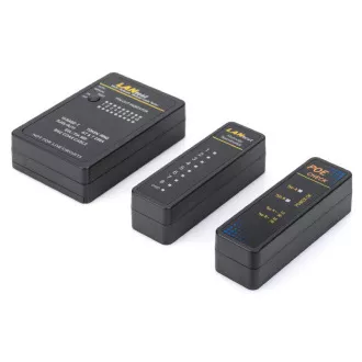 Tester de cablu Digitus, rețea, RJ45, dispozitiv principal BNC, unitate la distanță, tester PoE, cu carcasă